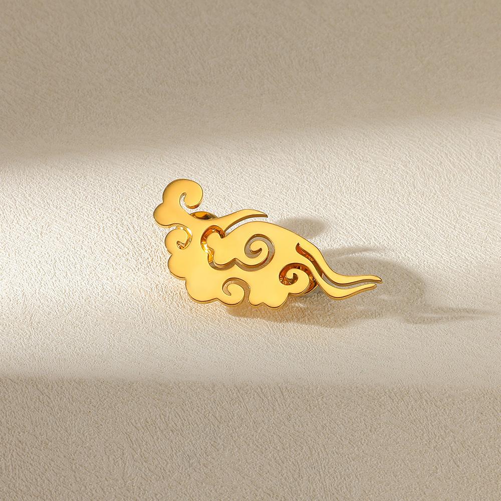 Stainless Steel Cloud Brooch For Women Gold Color Geometric Lucky Cloud Brooch Unique Delicate Suit Corsage Pins Accessories