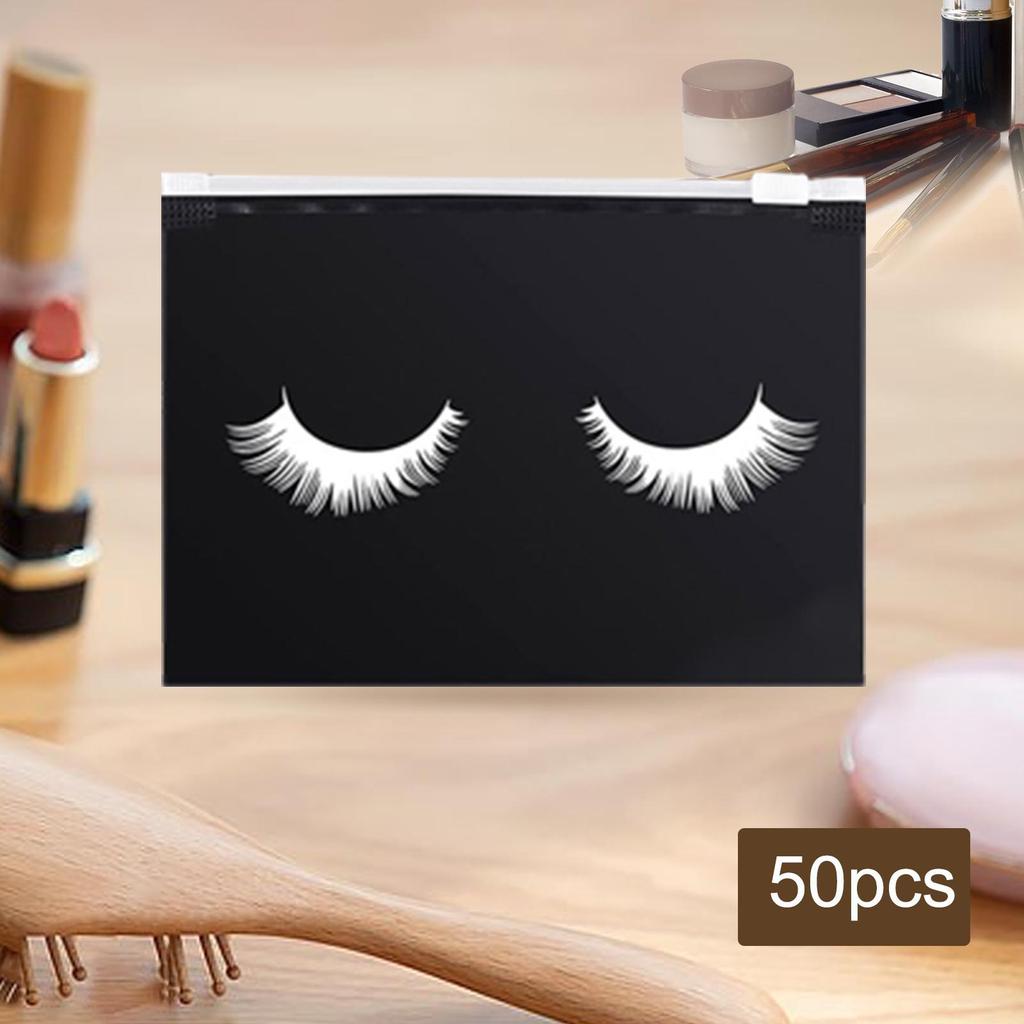 Stylish 50 Count Lash Bags Cute Eyelash Makeup Bags with Zipper