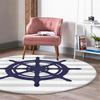 Marine Round Rug Compass Floor Carpet Wheel Non Slip Circle Rugs Sailor Anti Slip Mat Anchor Area Rugs Blue Rug for Living Room
