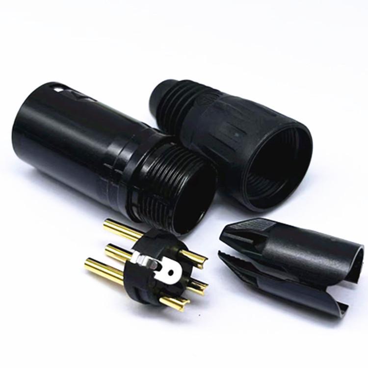 HF Black Triple-Core XLR Gold-Plated Microphone Connector