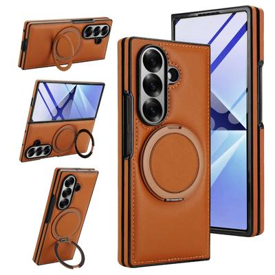 Luxury Business Sle Solid Color Leather Pattern Magnetic Stand Phone Case for Samsung Galaxy Z Fold 7 6 5 4 3 Protection Cover