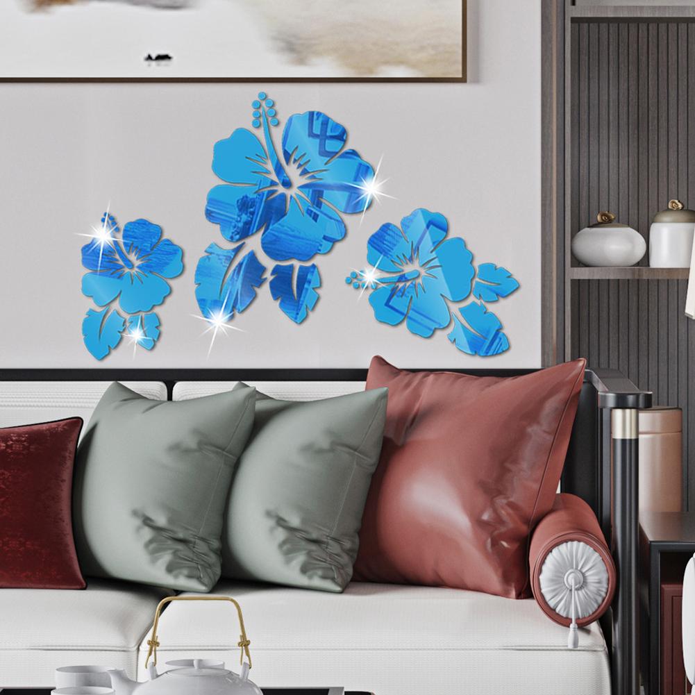 Flower Mirror Wall Stickers Diy Acrylic 3d Decorative Miroir For Home Living Room Bedroom Decor