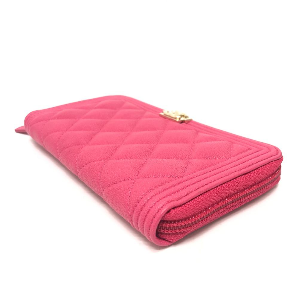 Chanel A80288 Boy Chanel Zip Around Long Caviar Leather pink/GoldHardware Unused