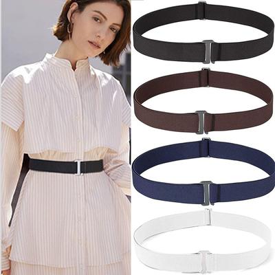 No Show Stretch Belt for Women Invisible Elastic Belt Stretch, Adjustable Strap Belt with Flat Buckle for Jeans Pants Dresses