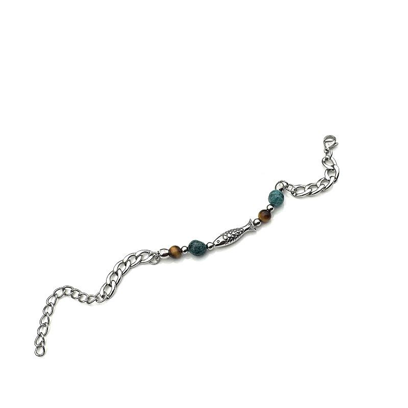 Gaga Autumn Silver Fish Bracelet: Retro Chinese Tide Design