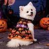 Soft Dog Clothing Halloween Pumpkin Dress, Black Lace Neck Outfit, Ruffled Festive Costume Autumn Pet Party for Small Dogs Holiday Dress