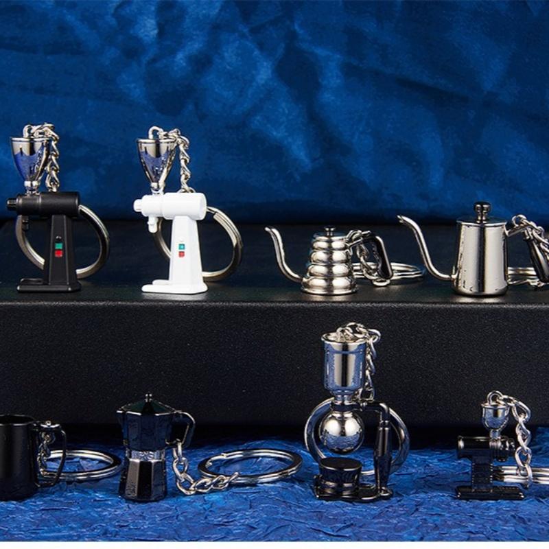 Coffee Supplies Key Chain Fashion Zinc Alloy Key Chain Coffee Appliance Accessories Design Key Chain Decoration Holiday Gift