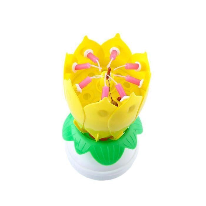 Magische Geburtstagskerze - SHOP-STORY - Drehende Musikalische Blume - Gelb - Kuchendekoration - Innen