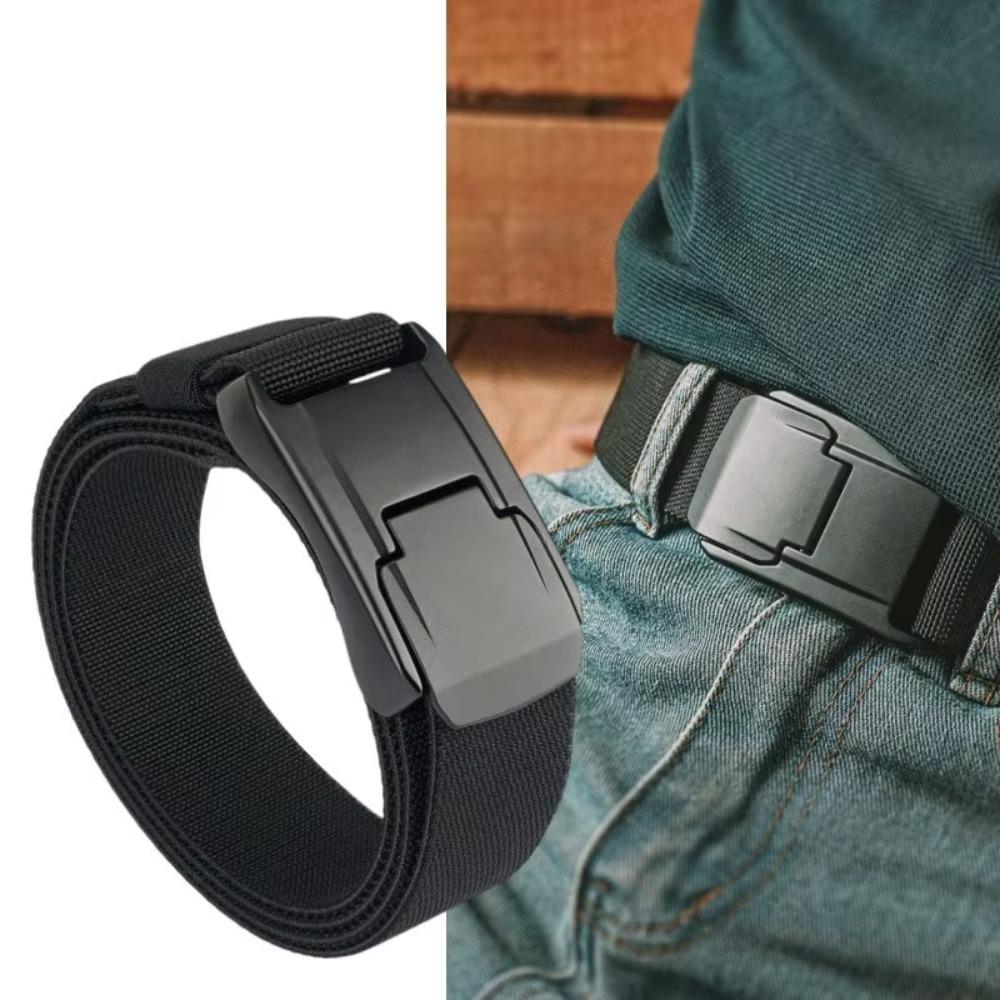 Heavy Duty Men's Stretch Belt Hard Quick Release Buckle Training Pants Belt  Outdoor