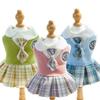 Pet Autumn and Winter Dog Woolen Checkered Cat Dress Small and Medium-sized Dog Teddy Dog and Cat Clothes
