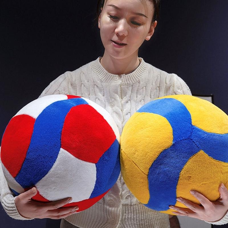 Seat Cushion Soft Furry Fabric Sports Throw Pillow Realistic Volleyball Shape Stuffed Cushion For Work Home Relaxation