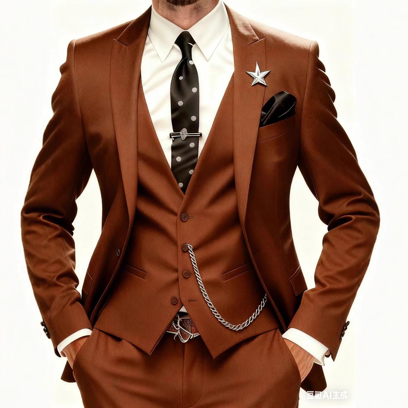 

Мужские костюмы-тройки 2025 приталенного кроя, смокинг жениха, свадебные костюмы, костюм для шафера и дружбы жениха, формальный костюм для вечеринки, мужской Trajes De Hombre 6XL бронзовый