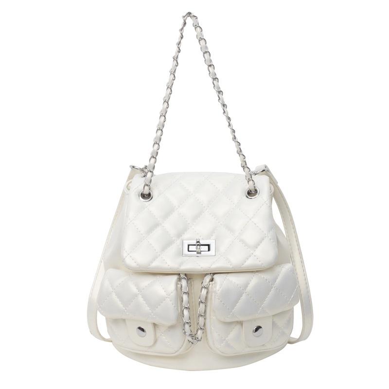 Fashion Rhombus Chain Backpack Women's New Shoulder Bag Casual Multi-pocket Backpack