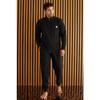 Gray Front Zipper Long Sleeve Fleece Men's Pajama Set