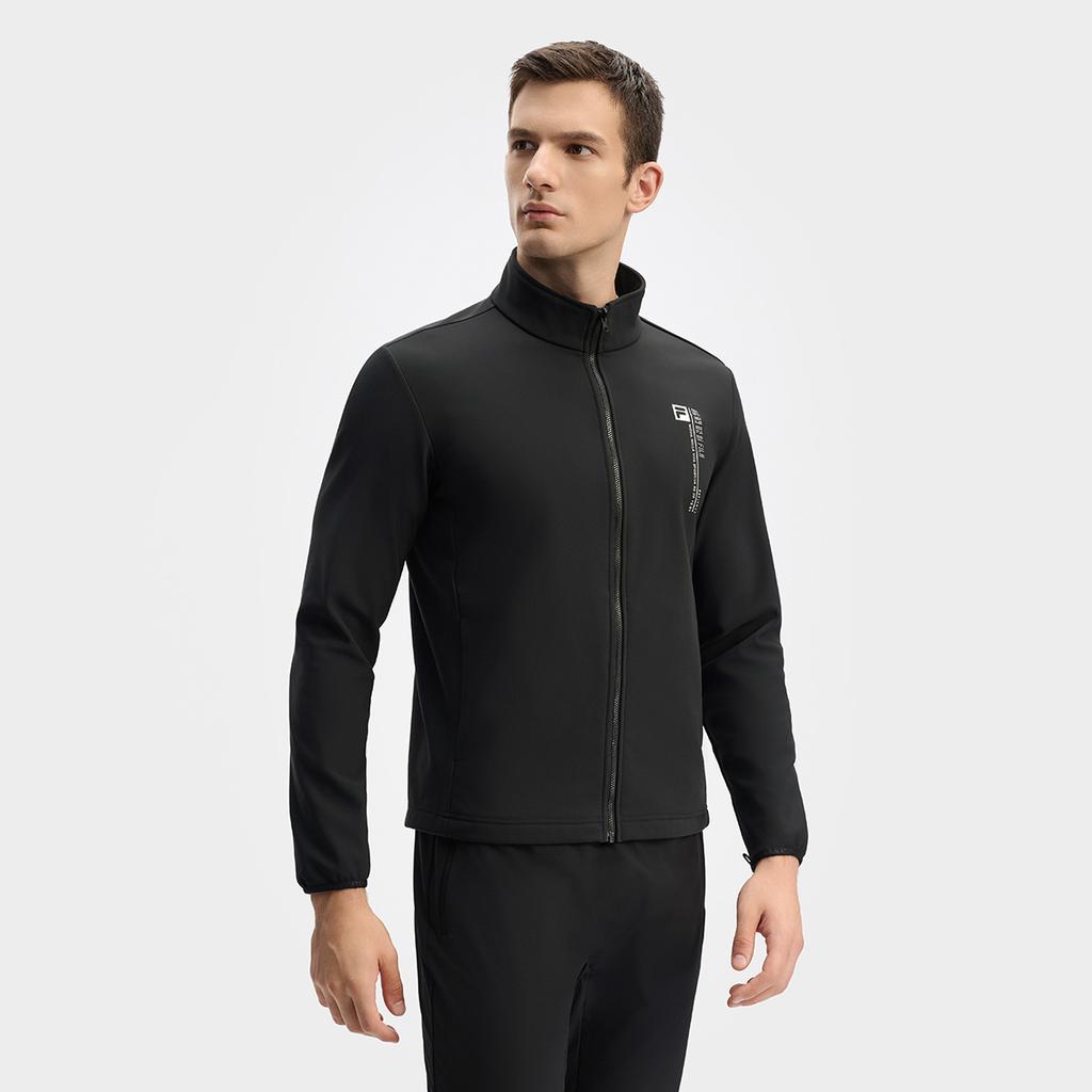 Men's Jacket FILA Fitness Waterproof And Windproof Windbreaker Jacket Men's Pitch Black