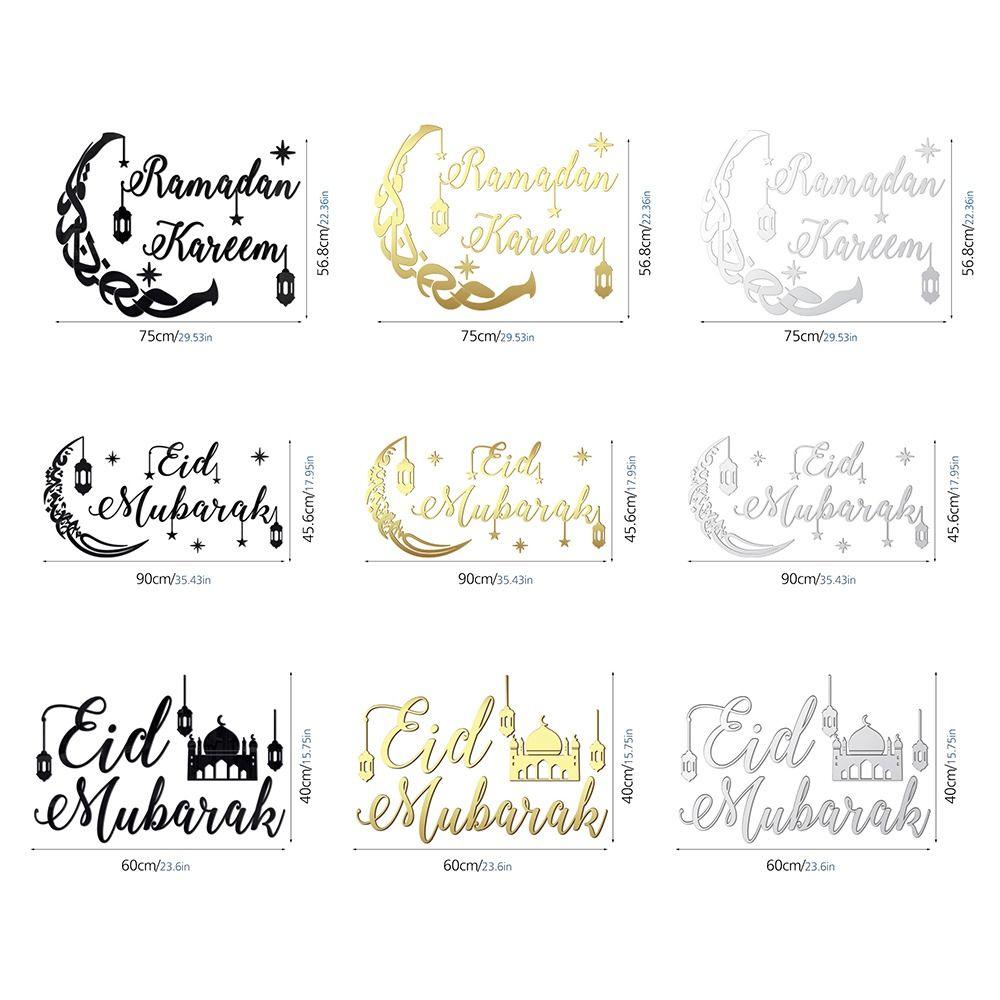 Gold Silver Mirror Surface Sticker Acrylic Ramadan Kareem Decals  Festival Supplies