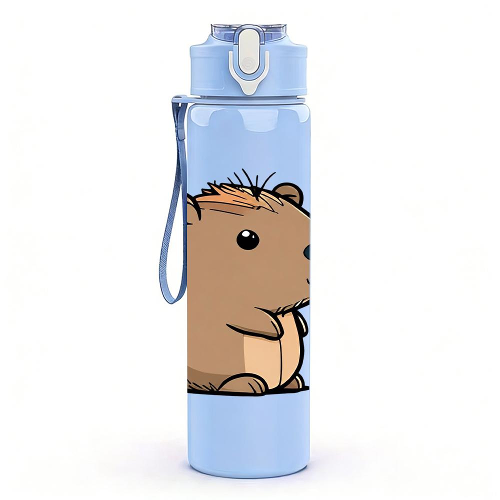 1pz Bustino Capibara Semplice in Piedi 750ml Bottiglia d'Acqua in Plastica Colorata Tappo Flip a Cannuccia Anti-perdita Per Sport Ufficio Uso Domestico