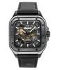 The Ollie Leather Strap Black Skeleton Dial Automatic I14504 Men's Watch