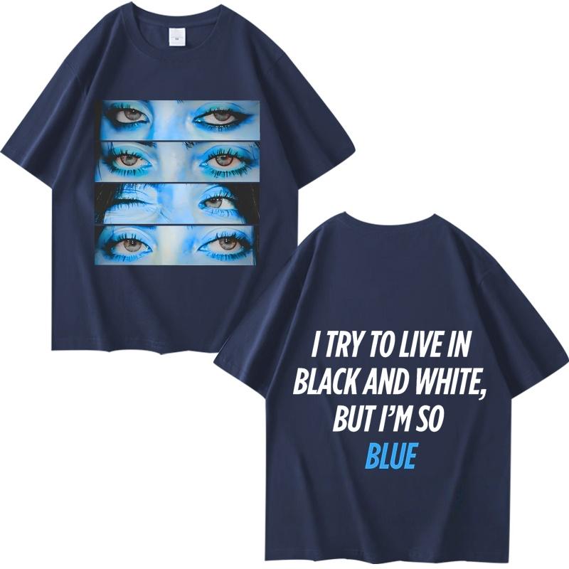 Billie T-Shirt Blaue Augen trafen mich hart und sanft T-Shirt Herren Damen Oversized 100% Baumwolle Kurzarm Sommerdruck Unisex Oberteile T-Shirts