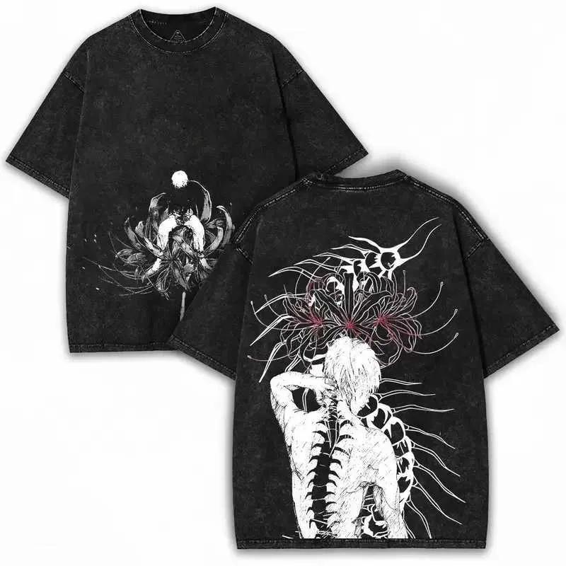 Tokyo Ghoul Kaneki Ken Anime Cool Graphic T-shirt Vintage Washed Oversized T Shirt Men Women Clothing Cotton Short Sleev729