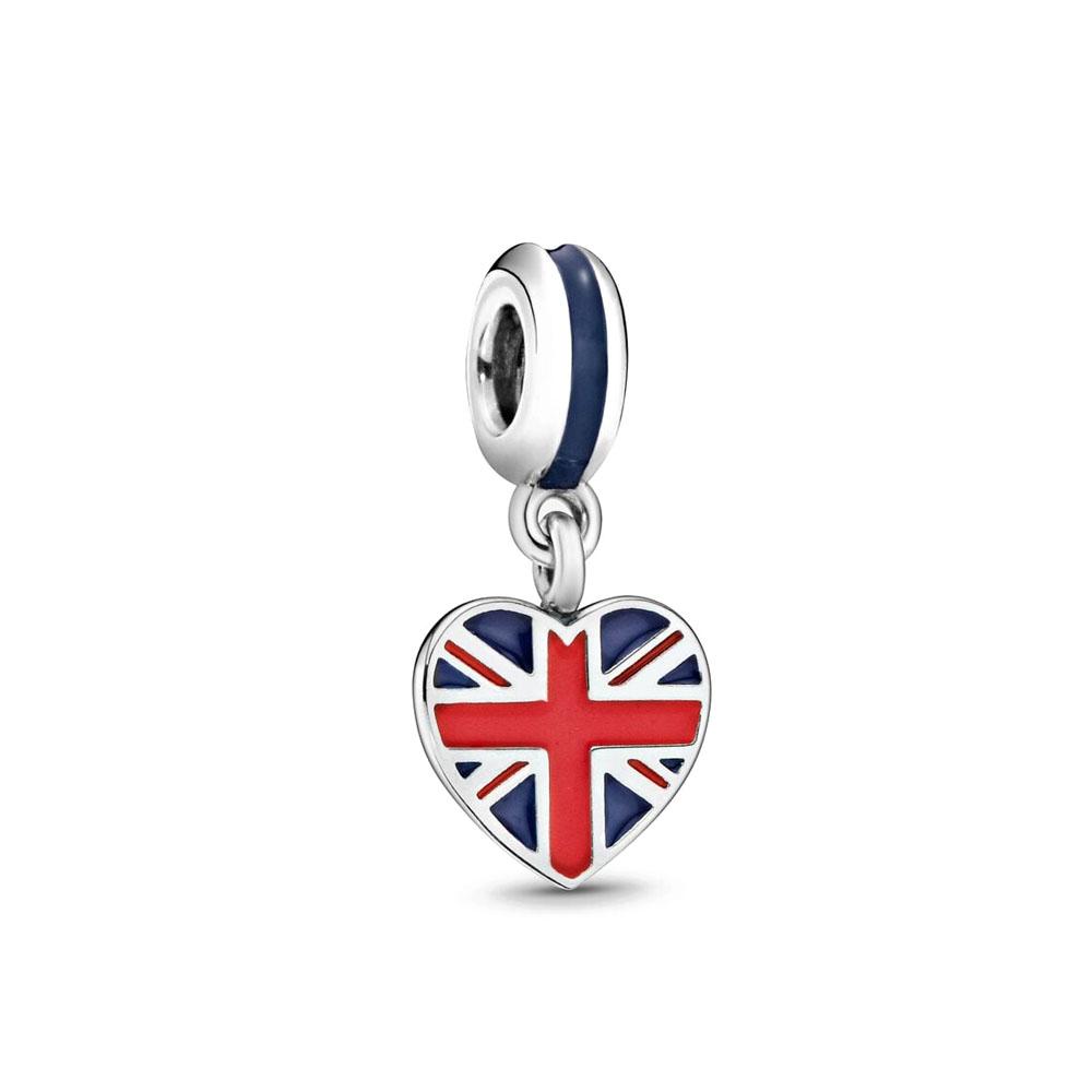 Ukrainian Copper Shaped New Heart British Flag Pendant Form Suitable For Original Charm Bracelet Diy Boutique Jewelry
