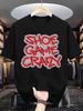 Men's Shoe Game Crazy T-Shirt - Bold Red SHOE GAME CRAZY Graffiti Lettering - Breathable Moisture-Wi