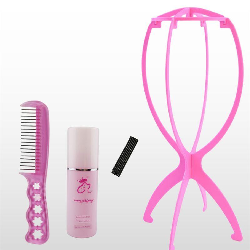 

Wig Special Care Five-Piece Suit Steel Comb Support Frame Hair Net Care Solution Anti-Frizz Barrettes Cos Fake Real Hair Care solution bracket clip small steel comb