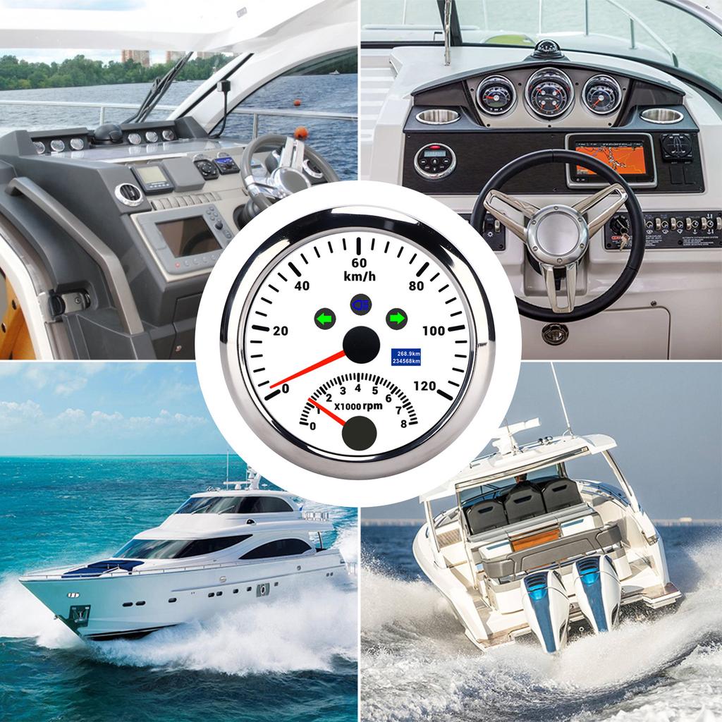 85mm 120kmCelsiush GPS Speedometer 0‑8000rpm Tachometer Gauge LCD Multicolored Backlight for Car Boat Yacht RV Truck
