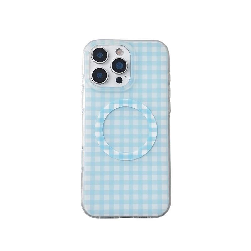 

Korean Style Magnetic Plaid Anti-drop Phone Case for iPhone 14/13/Apple 17/16/15 PROMAX iPhone 17