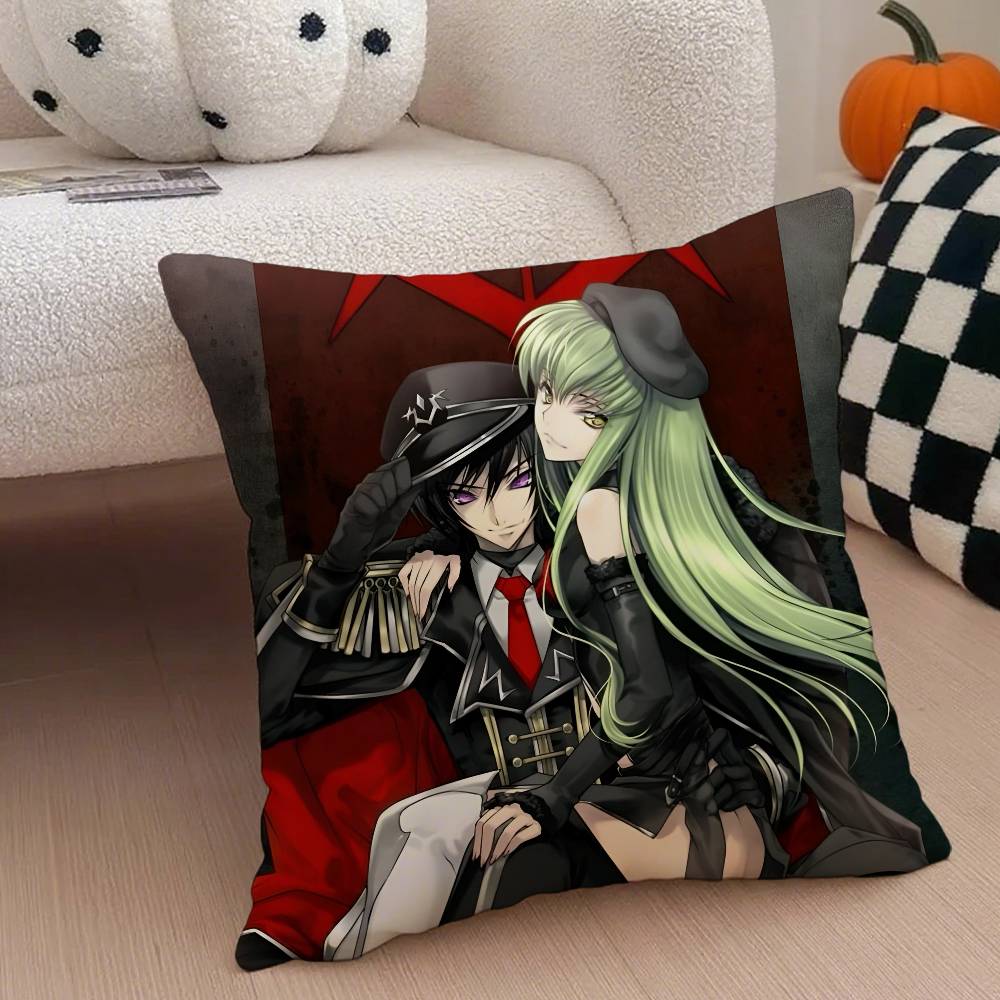 Classic Anime Code Geass Pillow Case Anti-Dustmite Pillowcase Invisible Zipper Silky Short Plush Sofa Cushion Cover