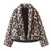 Jnleaog Autumn New Women's Clothing Fashion Style French Fashion Temperament Design Leopard Print Print Quilted Cotton-Padded Jacket