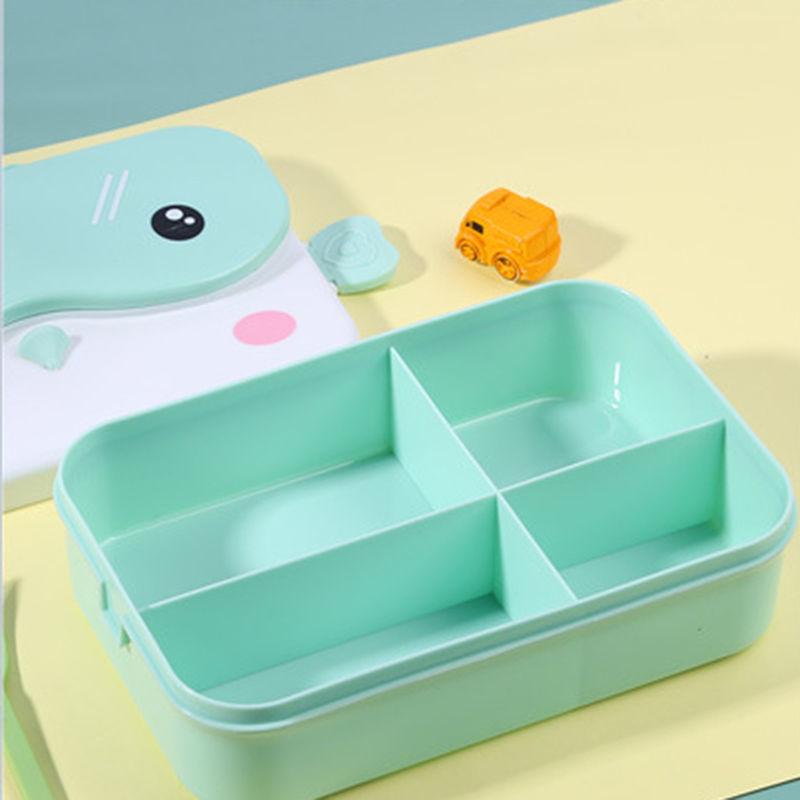 

Четырехсекционный симпатичный ланч-бокс Bento Kawaii, прямоугольный герметичный пластиковый аниме-контейнер для еды в микроволновке, школьный детский ланч-бокс зелёный