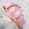 4 STuks/Set Beste Vriendin Vriendin Familie Horloge Mode Multi Kleur Leer Kwarts Horloge Set Veelzijdige Woon- Werkstijl Examen Horloge