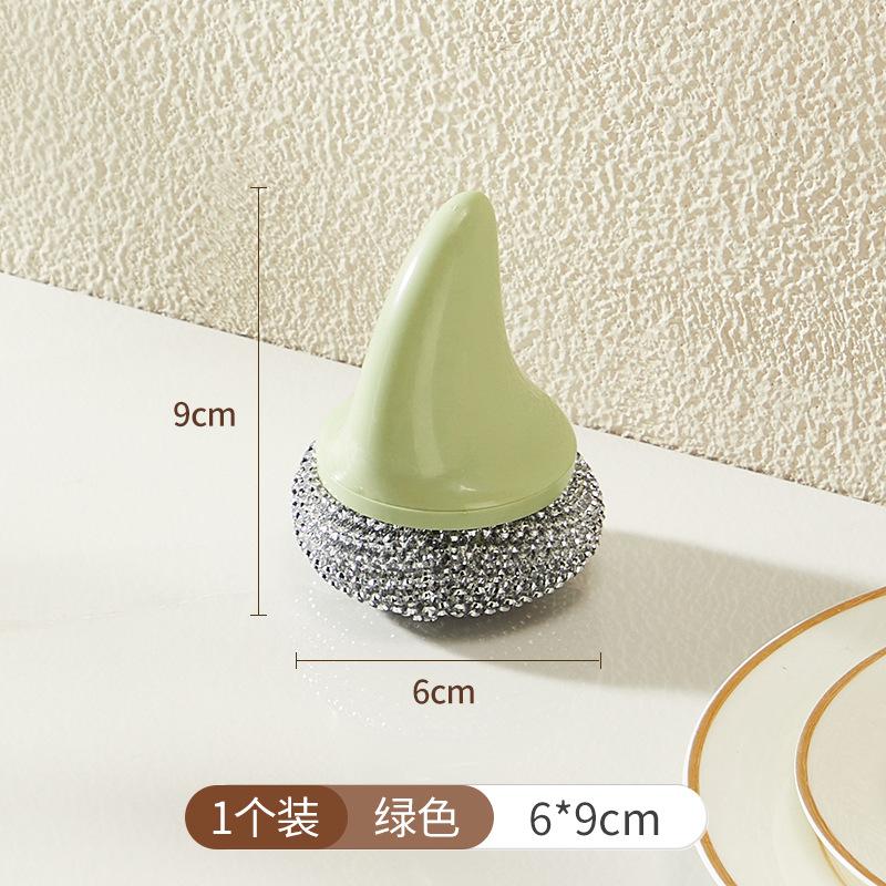 Kitchen, Non Damaging Pot, with Handle, Steel Wire Ball Cleaning Brush, Dishwashing and Pot Washing Brush, Non Greasy, Long Handled Brush