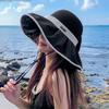 Cappello da sole da donna in paglia con tesa extra larga e bordo in pizzo traspirante per l'estate e la spiaggia