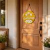 Floral Pattern Wood Sign Wooden Daisy Welcome for Front Door, Rustic Farmhouse Hanging Wall Decor Indoor Outdoor with Hemp Rope, Plaque Home Entrance