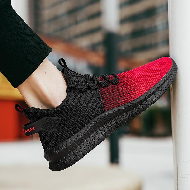 40–47 Jarní a podzimní pánské létající tkané síťky Ultralehká venkovní sportovní obuv