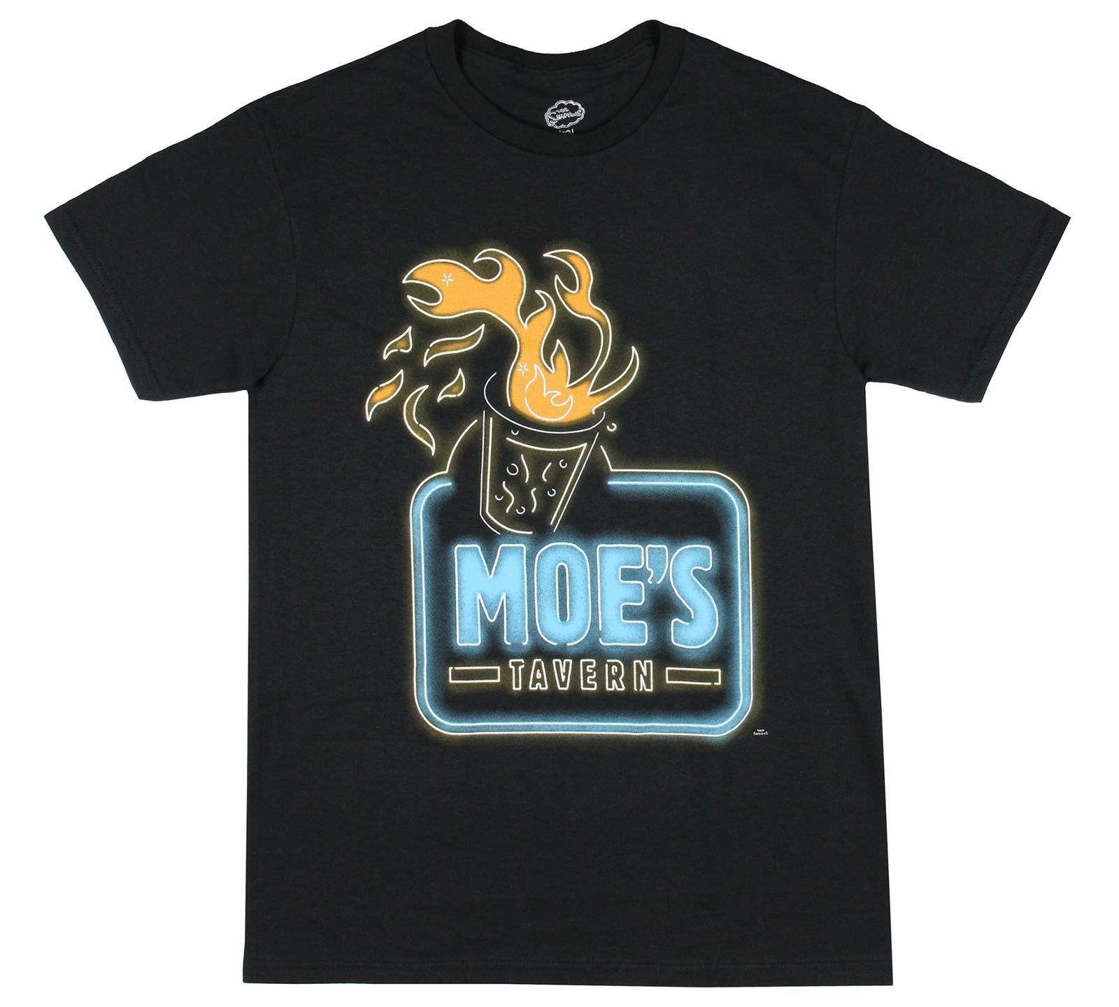 The Simpsons Shirt Men s Moe s Tavern Flaming Moe Neon Sign T-Shirt Tee (SM) XL