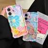 Korean Retro Oil Painting Phone Case For iPhone 16 15 14 13 12 Pro Max Plus 11 Luxury 3D Flowers Print Back Cover Artistic Decor