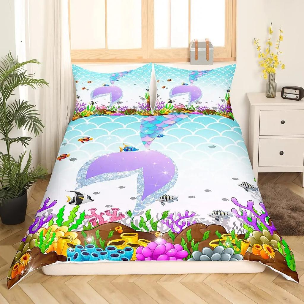 Comforter Fish Scales King Queen Full Twin Size Polyester Comforter For Kids Girls Women Bedding Set With