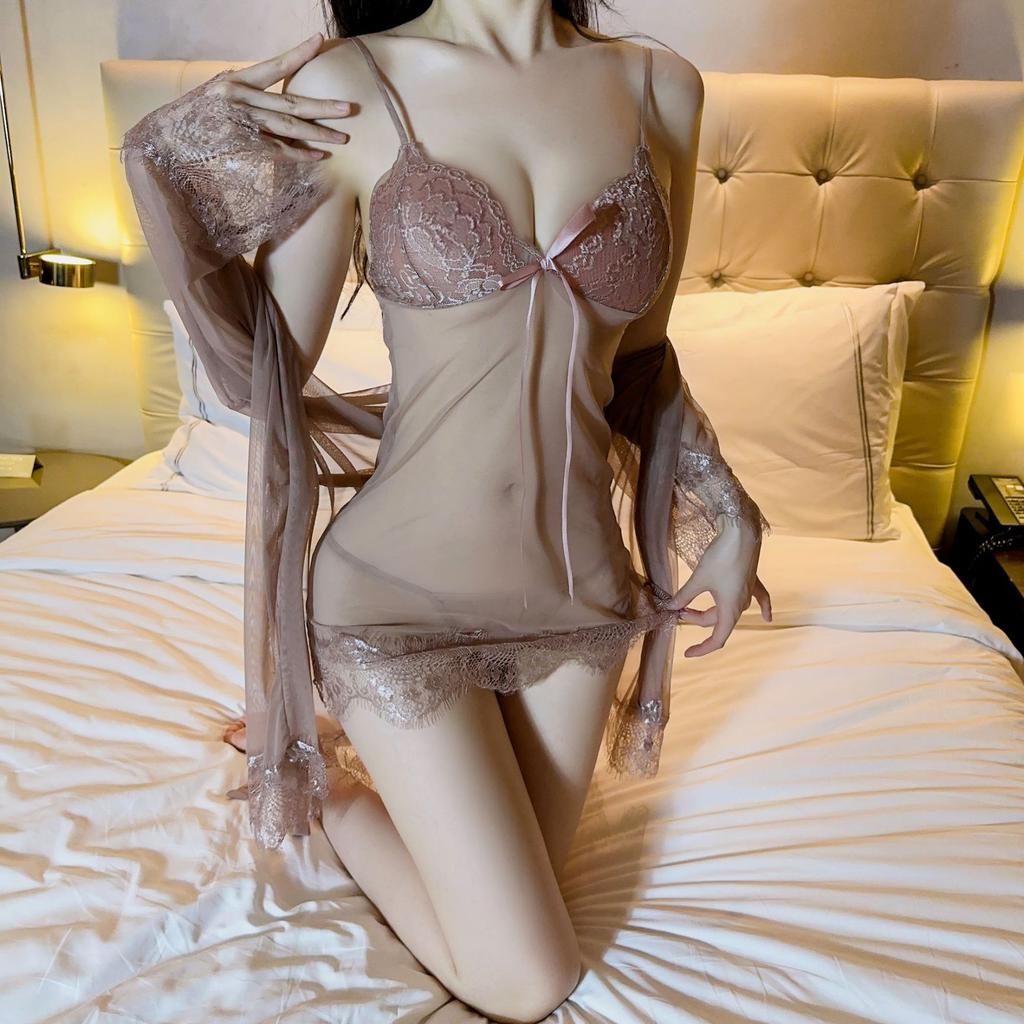 Four-piece set, large size 100kg, sexy, sexy couple, hot and passionate, no-strip set.