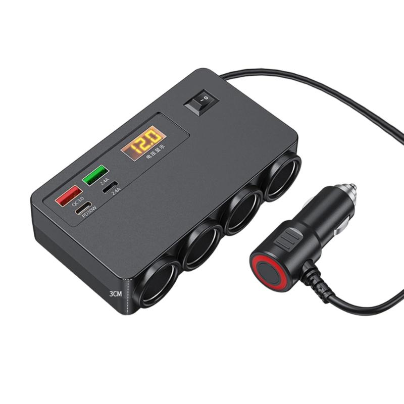 

Multiple Port Car Phone Power Adapter Fast Charging 12V 24V Voltage Monitor Built In LED Screen For SUVs Vehicles Safety 1