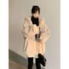 Womens Faux Rex Rabbit Fur Coat Winter Warm Hooded Oversized Parka Mid-Length Plus Size
