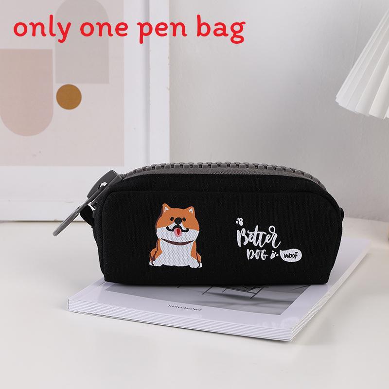 Canvas Pencil Case For Students Large Capacity Zipper Storage Bag For Girls
