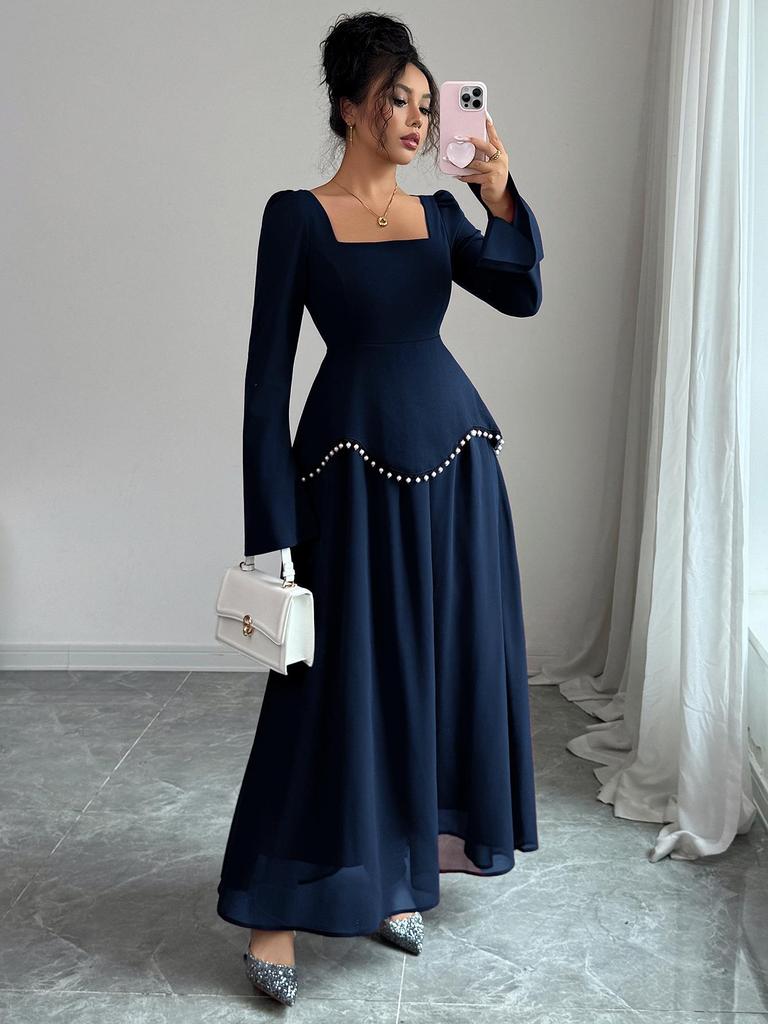 2025 Elegant Long Sleeve Evening Gown - Women's Autumn Winter High-End Dress