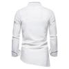 Men's European Style Long Sleeve Solid Color Stand Collar Dress Shirt, Plus Size.