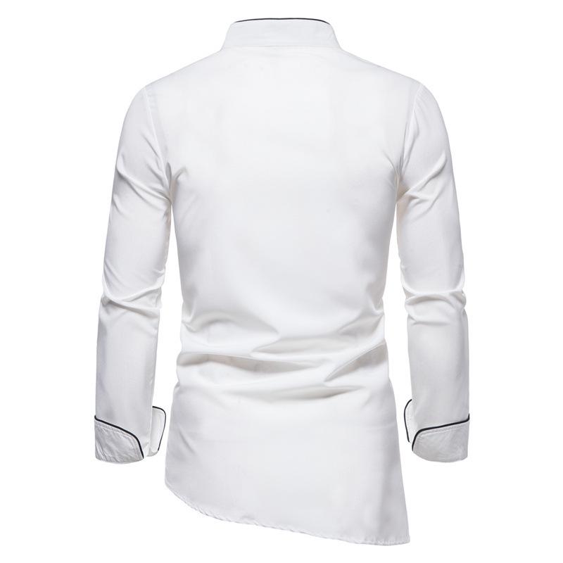 Men's European Style Long Sleeve Solid Color Stand Collar Dress Shirt, Plus Size.
