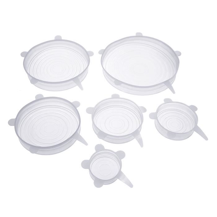 

Couleur 6pcs blanc 6 couvercles alimentaires en Silicone universals, extensibles, pour micro-ondes, accessoir