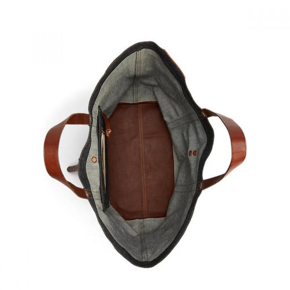 Double Rl Denim Tote With Leather Trim Marrbgs0g620002410