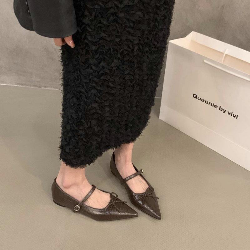 Fashion Flat Shoes for Women Spring and Autumn 2025 Pointed Silver Mary Jane Shoes Loafers Women Ladies Large Size 42 43 44